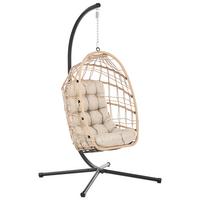 HÄNGESESSEL mit Gestell Metall Naturfarben Mornese - Beige/Schwarz, Textil (102/195/104cm) - Beliani