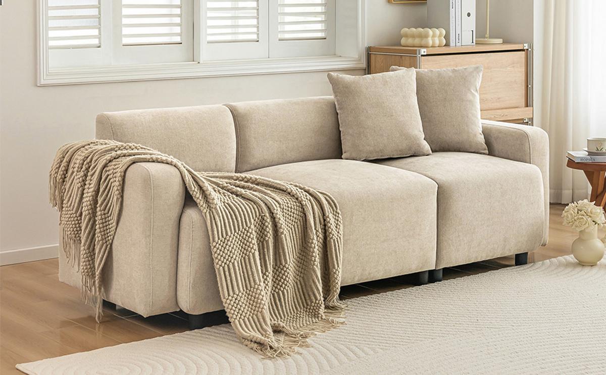 3-SITZER-SOFA Beige - Beige, Holz (211/71/67cm) - Urban Meuble