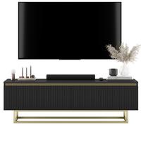 TV-SCHRANK Selene Glamour Schwarz Matt mit Metallrahmen 140 cm - Goldfarben/Schwarz, Holzwerkstoff/Metall (140/44/35cm) - Meble Lindner