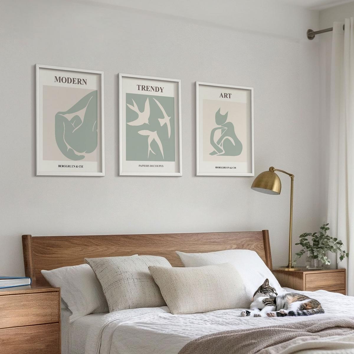 BILDER SET 3er Set - 40x60 cm Weißer Rahmen - Matisse abstrakte Figuren - Weiß, Kunststoff (40/60cm) - TULUP