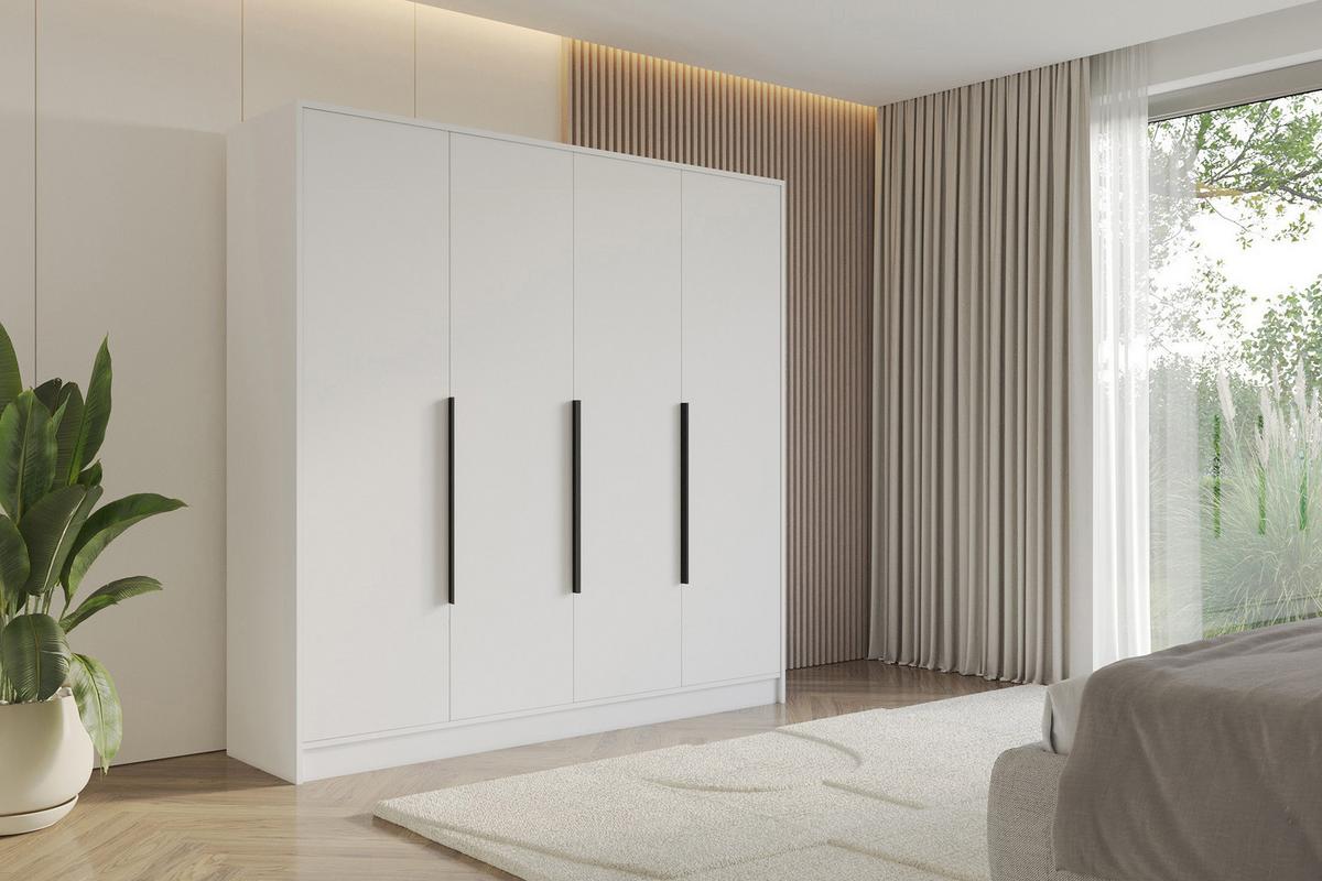 KLEIDERSCHRANK - PORTO - 200 - Weiß - Schwarz/Weiß, Holzwerkstoff (200/200/51cm) - ALTDECOR