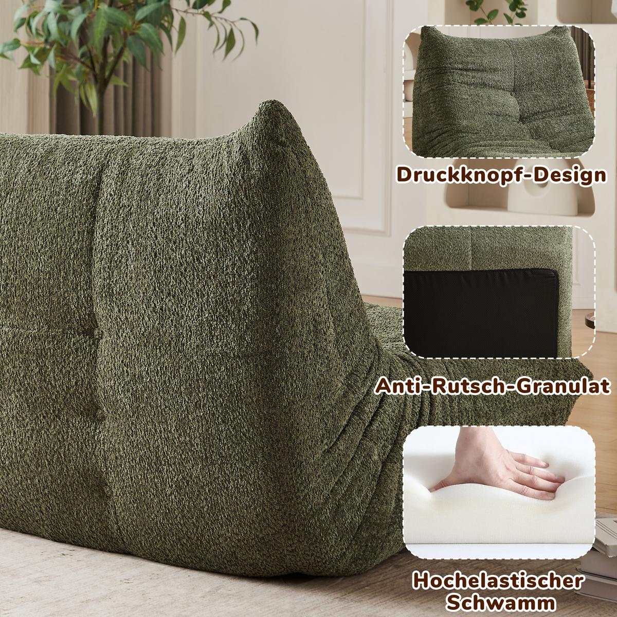 SITZSACK Ergonomischer aus Chenille & Memory-Schaum, Montagefrei - Grün, Textil (94/71/101cm) - Urban Meuble