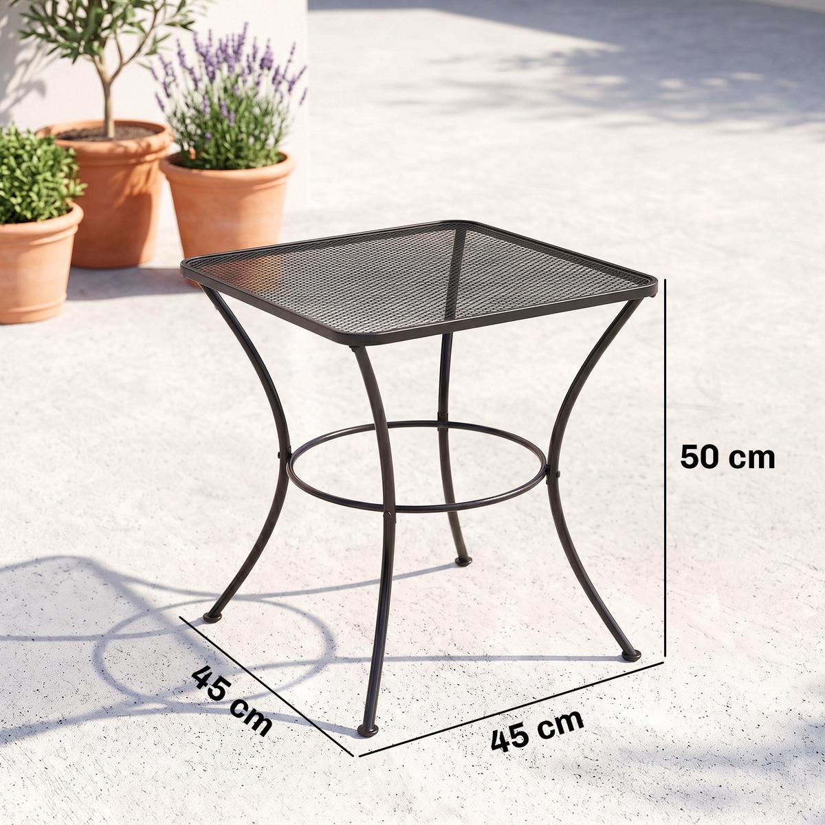 GARTEN BEISTELLTISCH, Schwarz, Metall - Schwarz, Metall (45/45/50cm) - Outsunny