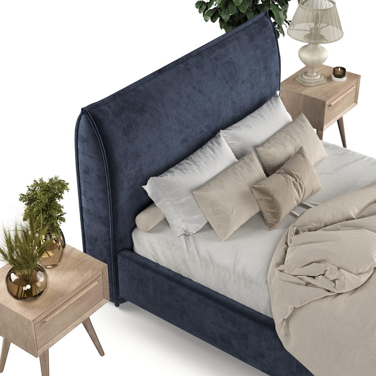 POLSTERBETT Mira 140/200 cm Marineblau im Lotta Stoff - Naturfarben/Dunkelblau, Holz/Holzwerkstoff (140/200cm) - AltaBeds