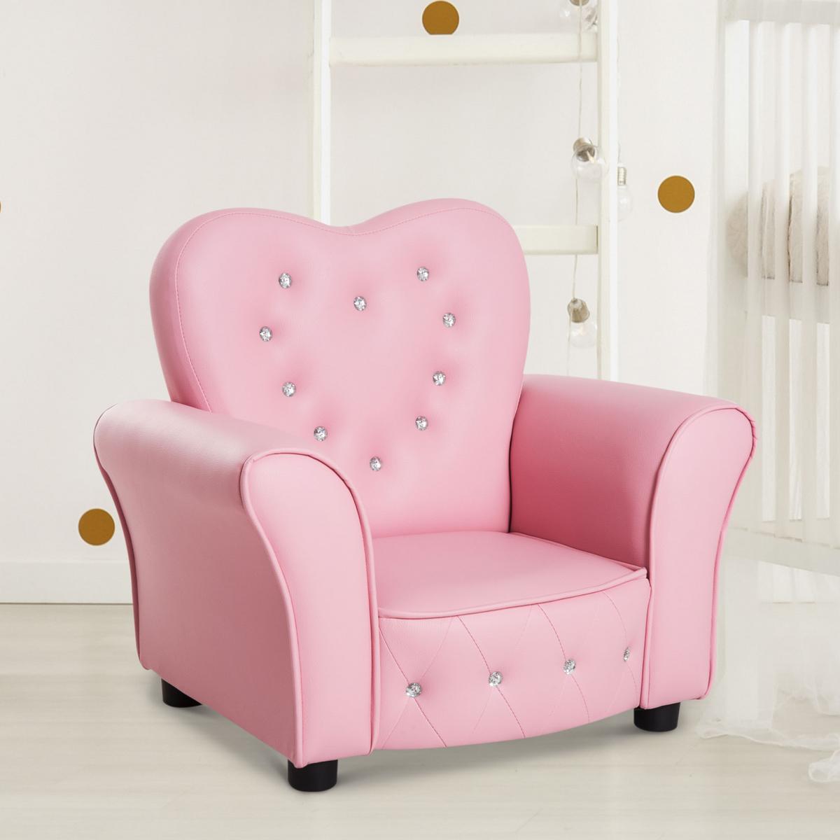 KINDERSOFA Kindersessel herzförmig Prinzessin Minisofa Kinderzimmer Sofa mit - Rosa, Kunststoff (41.5/49/59cm) - HOMCOM