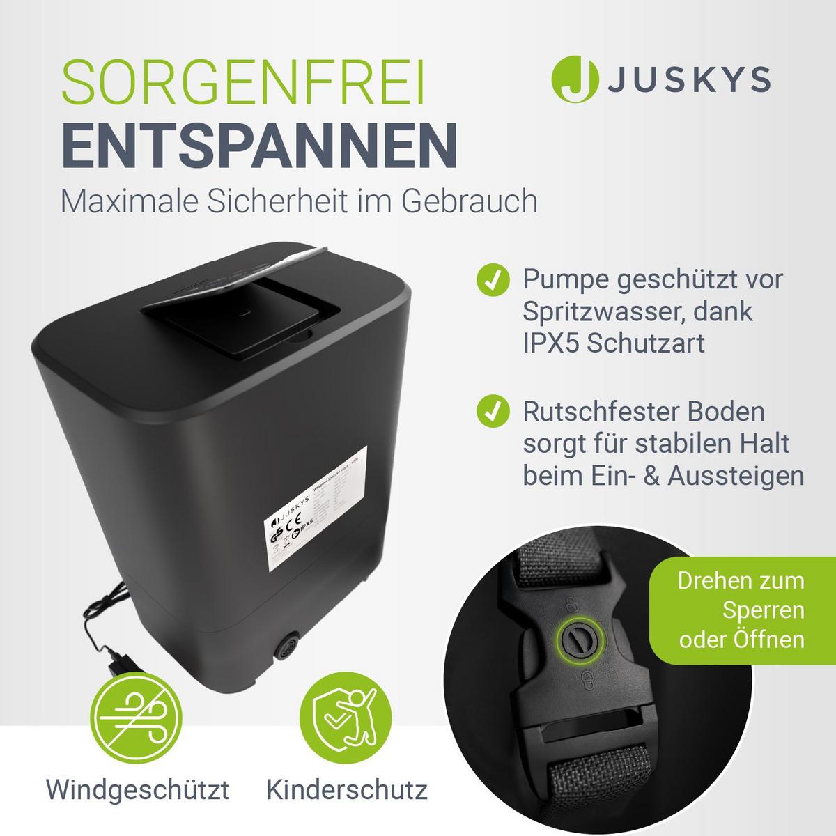 WHIRLPOOL SpaLuxe LED 185x185x65 cm schwarz/weiß - Schwarz, Kunststoff (185/65/185cm) - Juskys