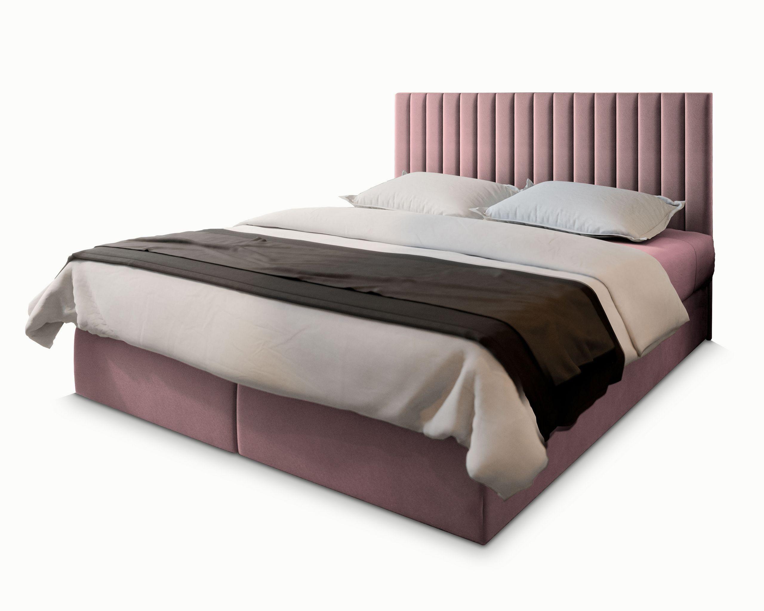 BOXBETT BRESEL 180x200 cm mit Matratze und Topper - Rosa - Rosa, Holz (180/200cm) - MASSENO