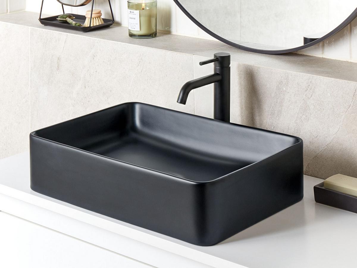 AUFSATZWASCHBECKEN Schwarz 51/34 cm Keramik Chivana - Schwarz, Keramik (51/11/34cm) - Beliani