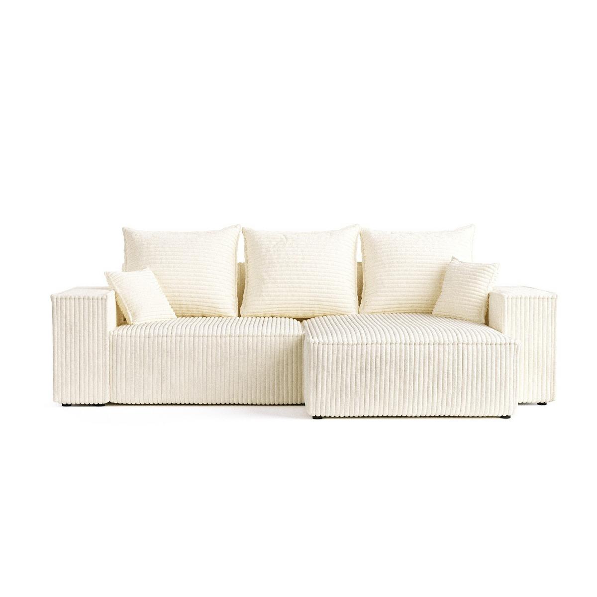 ECKSOFA SENSO mit Schlaffunktion Creme im Tilia Stoff - Creme/Schwarz, Holz/Holzwerkstoff (255/148cm) - AltaBeds