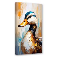 LEINWANDBILD Bunte Enten Ölgemälde-Effekt 50x100cm - Beige, Textil (50/100cm) - Feeby