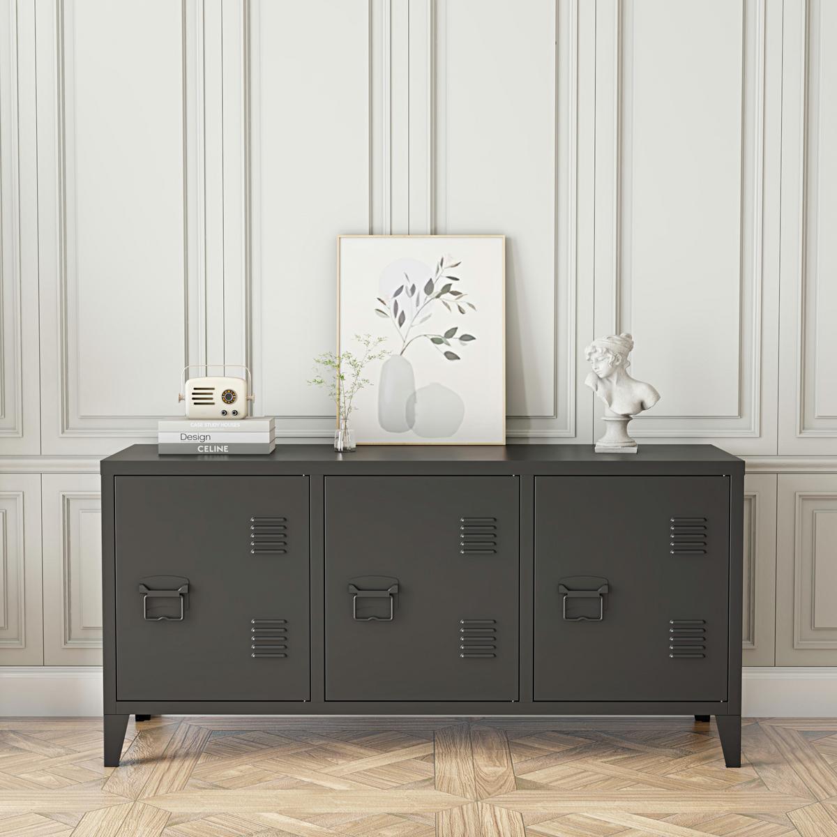 SIDEBOARD Kotka - Schwarz, Metall (113/58/40cm) - [en.casa]
