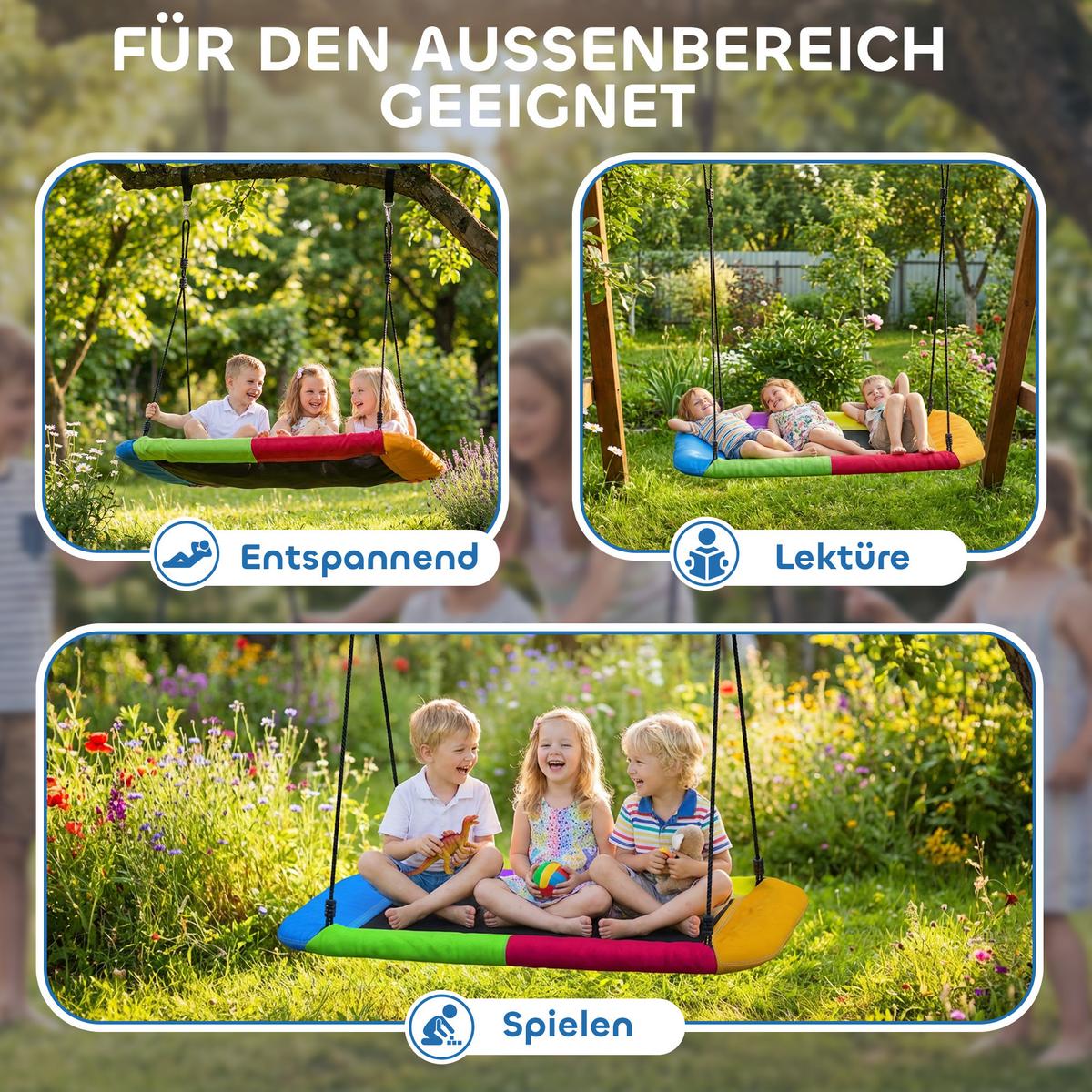 NESTSCHAUKEL Texteline PE Mehrfarbig - Multicolor, Textil (77/148cm) - AIYAPLAY