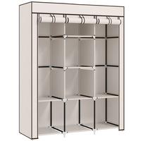 STOFFSCHRANK, Faltschrank, Kleiderschrank mit Kleiderstangen, 8 Ebenen Cremeweiß - Weiß, Metall (43/162.5/125cm) - HOMCOM