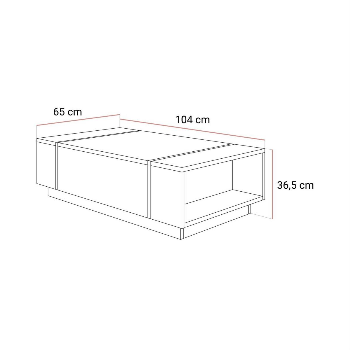 COUCHTISCH ONYX Kaschmir Hochglanz - Kaschmir, Holzwerkstoff (65/104/41.5cm) - Lookway