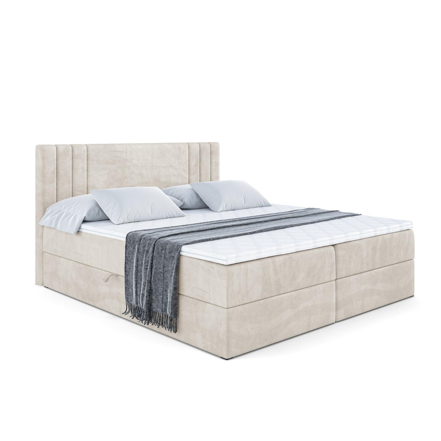 BOXBETT mit Matratze H3 und Lattenrost - IDRIKO - 140x200 cm Ecru - Ecru, Holzwerkstoff (140/200cm) - ALTDECOR