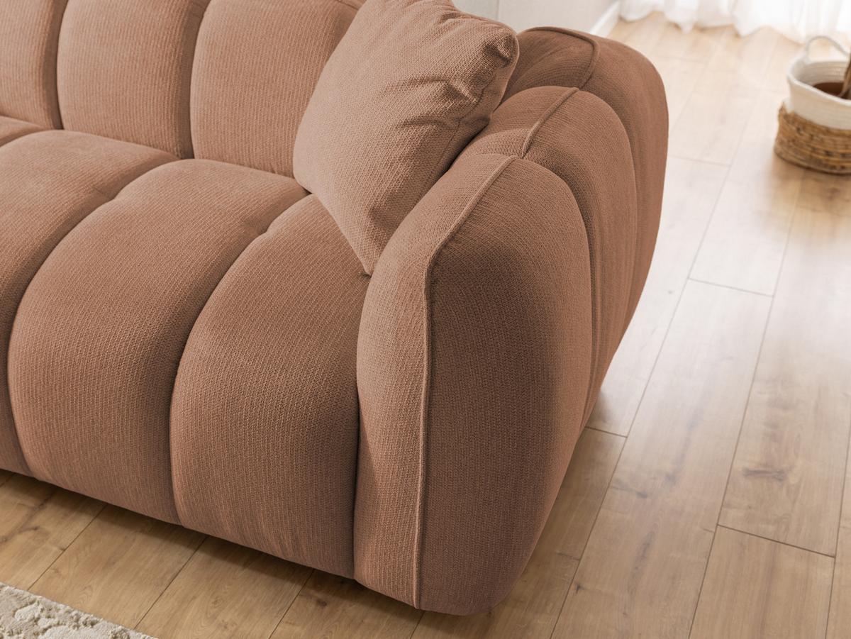 SESSEL Nubira in tief gesteppter Bubble-Optik aus weichem Terrakotta Strukturstoff im modernen Design - Terracotta/Schwarz, Holz/Kunststoff (115/69/89cm) - S-Style Möbel