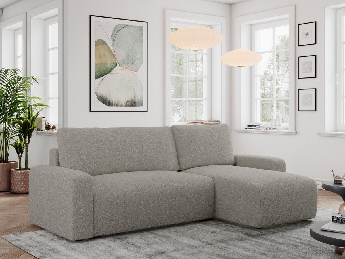 ECKSOFA ARGOS Grau Boucle - Schwarz/Grau, Kunststoff/Textil (245/150cm) - MKS