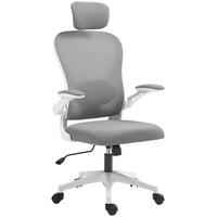 BÜROSTUHL Polyester Kunststoff Grau - Weiß/Grau, Kunststoff/Textil (63/125/64cm) - HOMCOM