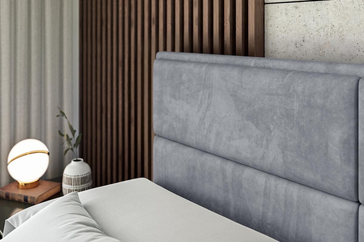 BOXBETT mit Matratze H3 und Lattenrost - AURA - 180x200 Grau - Grau, Holzwerkstoff (180/200cm) - ALTDECOR