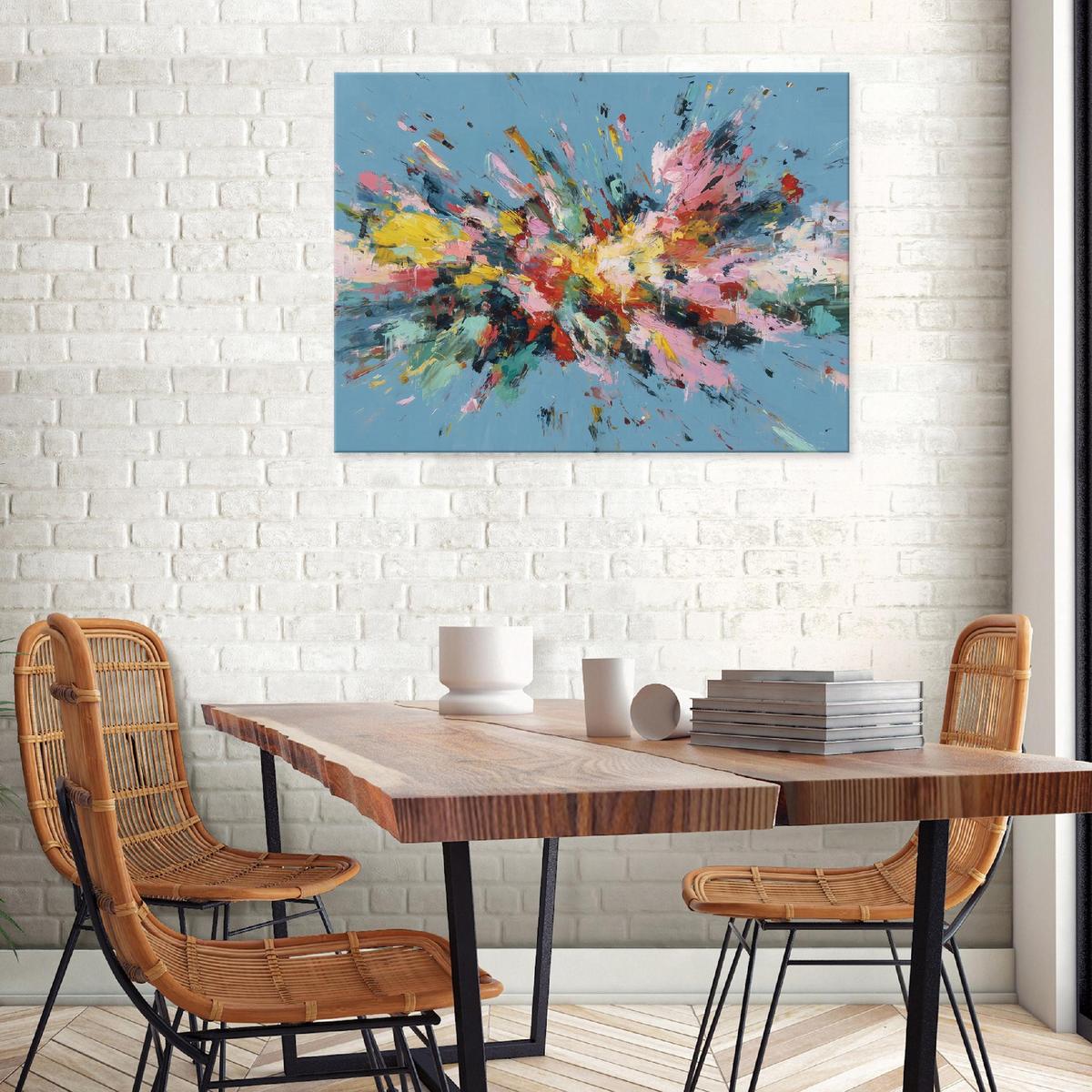 LEINWANDBILD Abstrakt Farben Blau 120x80 cm - Multicolor, Holzwerkstoff (120/80cm) - Wallarena