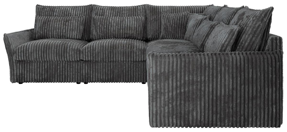 ECKSOFA VERSO L Dunkelgrau Cord - Dunkelgrau/Schwarz, Kunststoff/Textil (270/270cm) - MKS