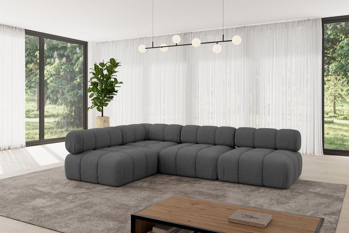 ECKSOFA modulares Sofa Samaro-L2 - 285x190x70 cm Grau Bouclé - Grau, Holzwerkstoff/Textil (285/190cm) - ALTDECOR