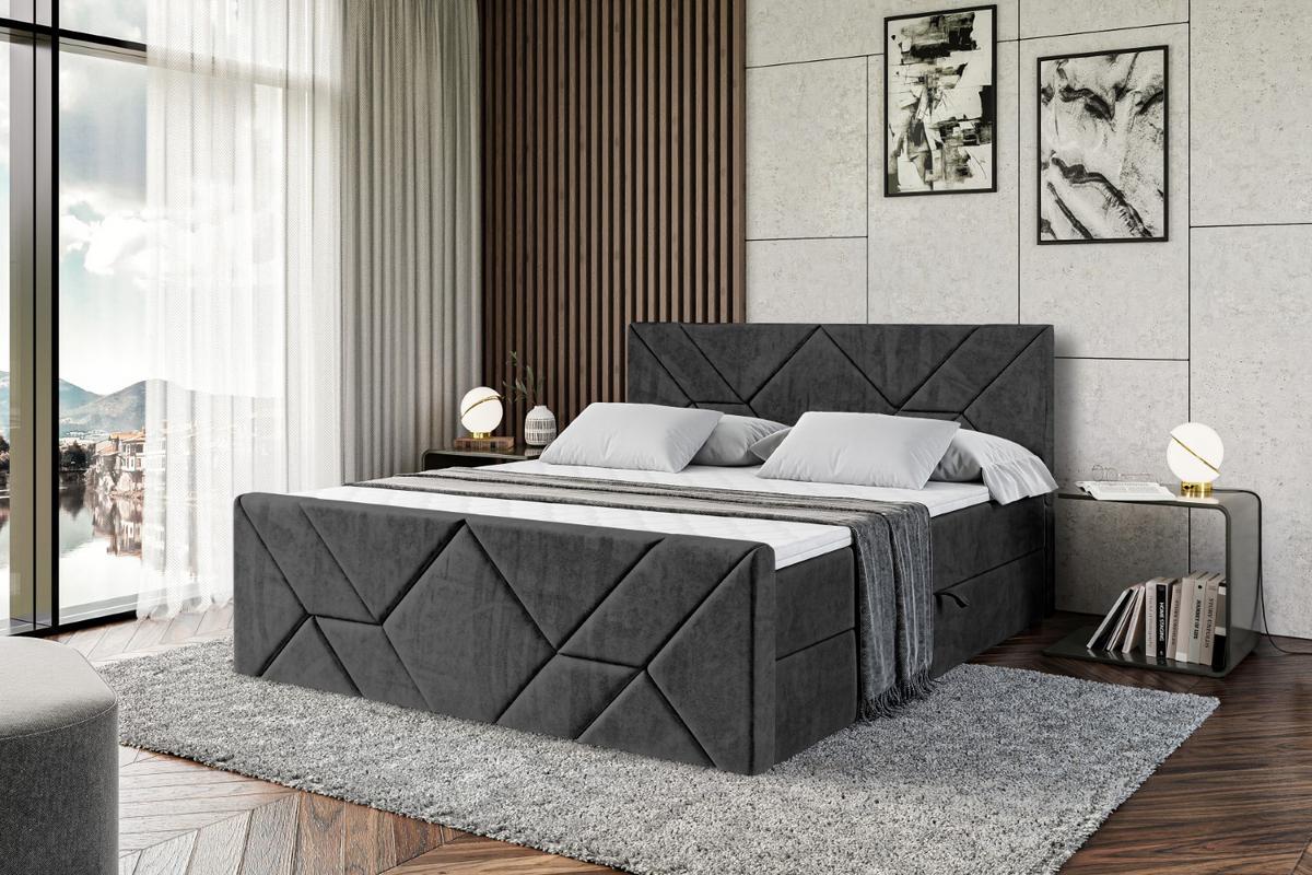BOXBETT BARWA-Z - 140x200 cm - H3 - Schwarz - Schwarz, Holzwerkstoff (140/200cm) - ALTDECOR