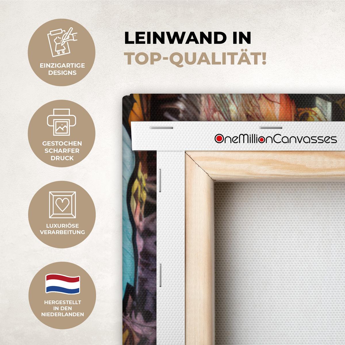 LEINWANDBILD Treppe - Graffiti - Farben - Kunst Deko Groß 90x90 cm - Multicolor, Textil (90/90cm) - MuchoWow