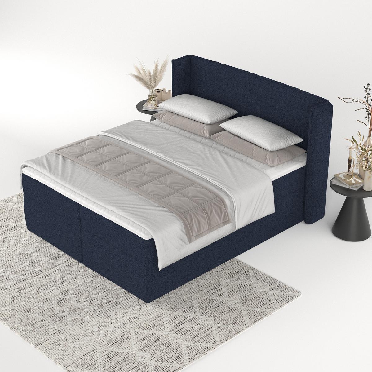 BOXBETT Viva 180/200 cm Marineblau im Riva Stoff - Schwarz/Dunkelblau, Holz/Holzwerkstoff (180/200cm) - AltaBeds