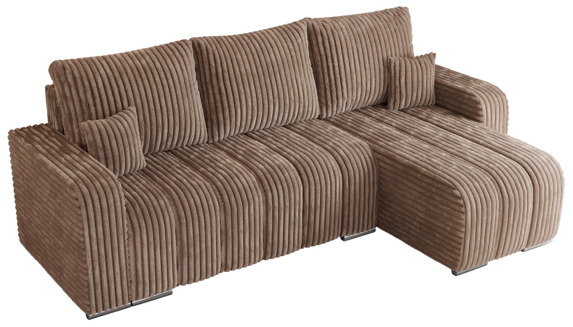 ECKSOFA KIRASSO L Braun Cord - Braun/Grau, Textil (245/147cm) - MKS