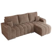 ECKSOFA KIRASSO L Braun Cord - Braun/Grau, Textil (245/147cm) - MKS