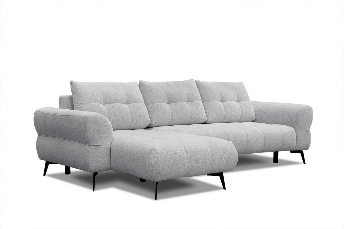 ECKSOFA SALVINI 4-Sitzer, hellgrau - Hellgrau/Schwarz, Holzwerkstoff/Textil (158/292cm) - Wozimo