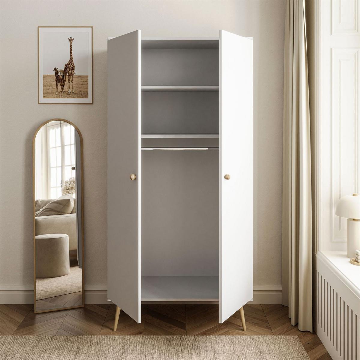 KLEIDERSCHRANK Zweitüriger HARMONY Weiß - Weiß, Holzwerkstoff (100/202/52cm) - Lookway