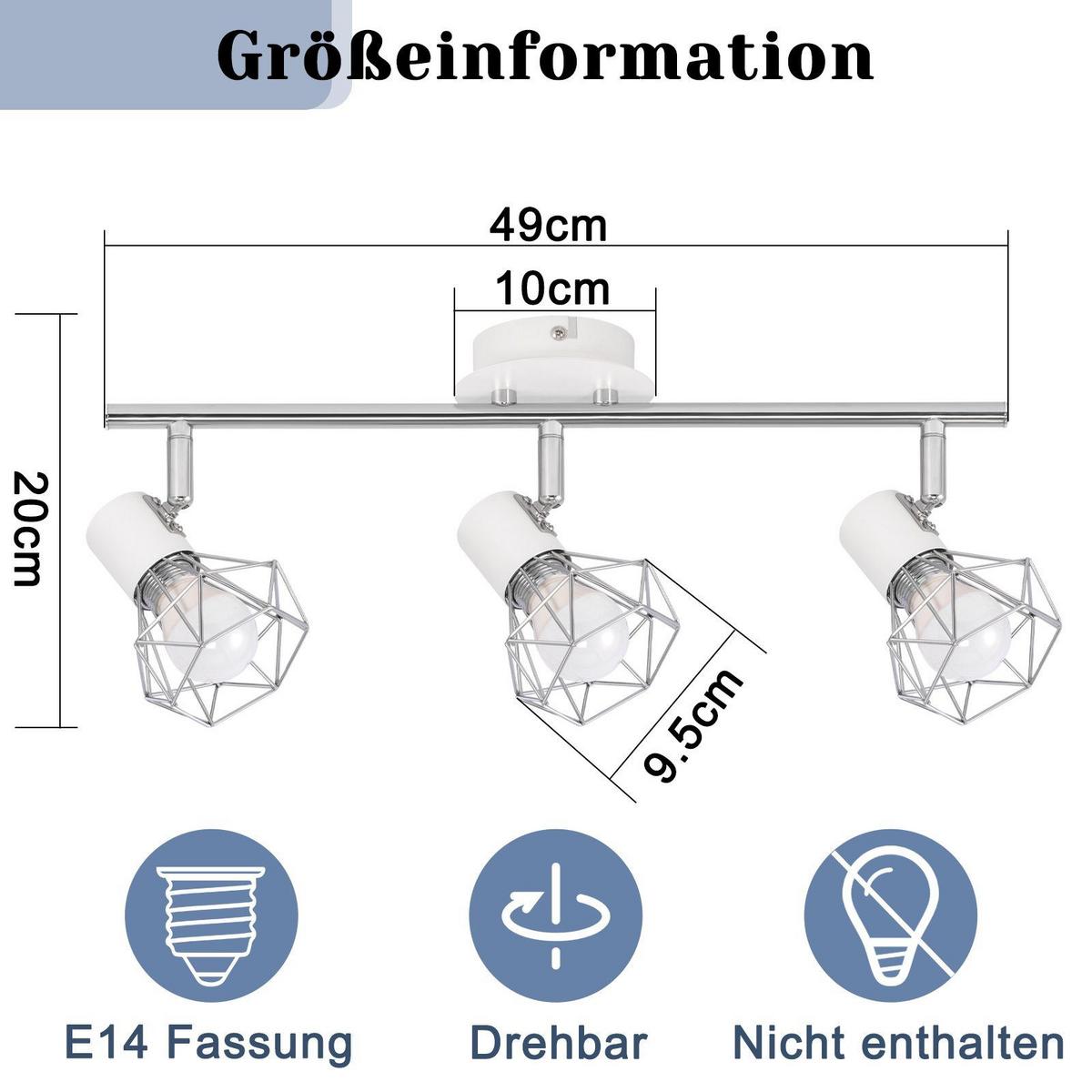 DECKENSTRAHLER Chloris 3-flammig 49/10/20 cm - Weiß, Metall (49/10/20cm) - Nettlife