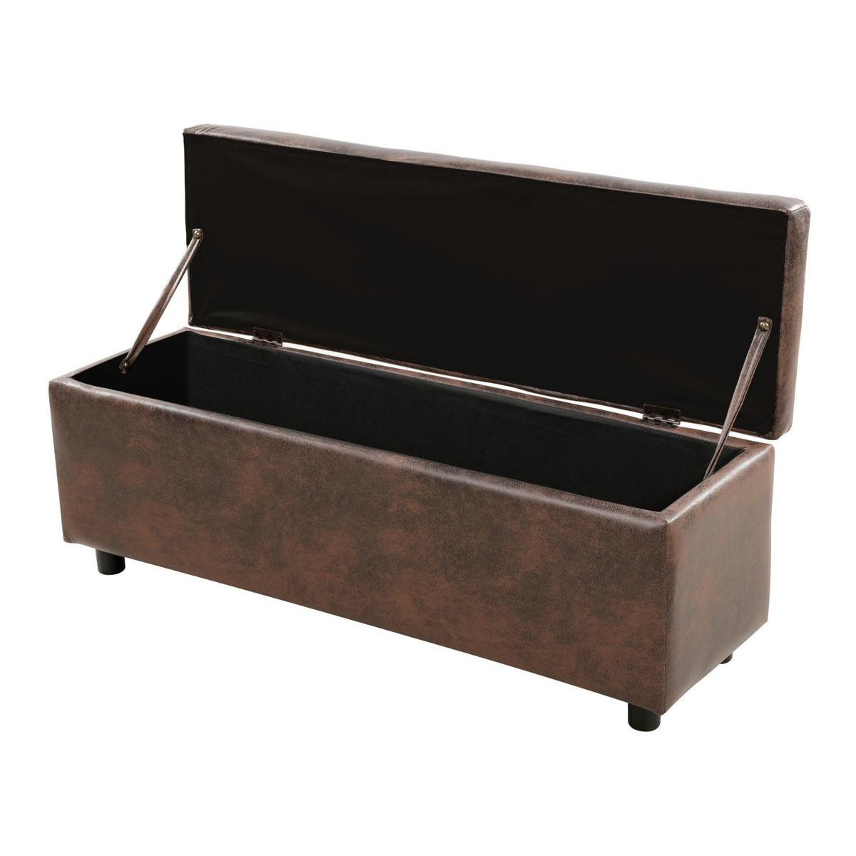 TRUHENBANK Bukit - Braun, Holz/Kunststoff (118/43/37cm) - [en.casa]