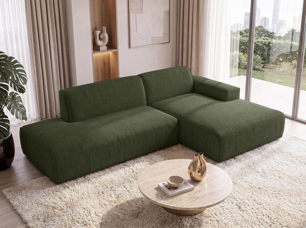 ECKSOFA L Form Didim Duo Grün 288/162/80 cm – stilvolle kleine Eckcouch Rechts - Schwarz/Grün, Kunststoff/Textil (162/288cm) - AX Living