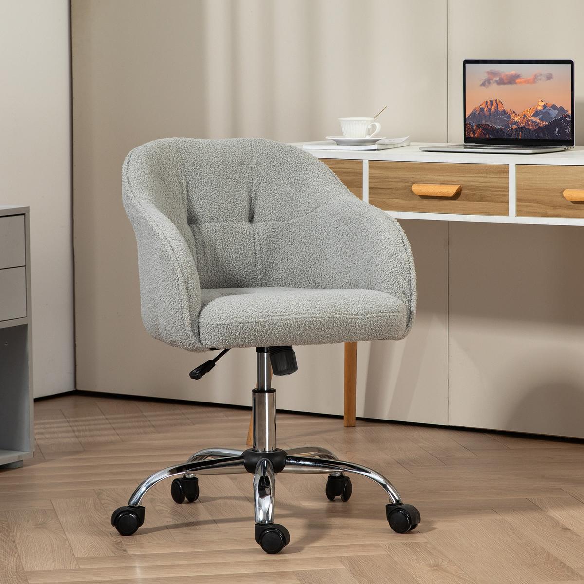 BÜROSTUHL Polyester Kunstleder Grau - Grau, Kunststoff (61/86/56cm) - HOMCOM