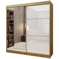 SCHWEBETÜRENSCHRANK VITALE 200/216/61 cm 2-türig mit Spiegel Eiche Artisan - Weiß/Eiche Artisan, Holzwerkstoff (200/216/61cm) - MASSENO