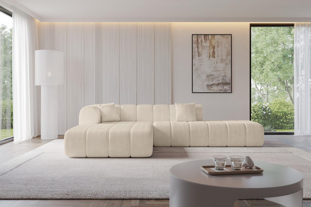 ECKSOFA Ottomane Links BILA-L 289x176x71 Beige Cord - Kaschmir/Beige, Holzwerkstoff/Kunststoff (176/289cm) - ALTDECOR
