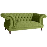 CHESTERFIELD Sofa 2-Sitzer Kaylin Samtvelours oliv - Olivgrün, Kunststoff (200/80/100cm) - 58aufmkessel