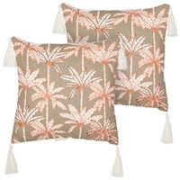 DEKOKISSEN 2er-Set Bunt 45/45 cm Melobesia - Beige/Multicolor, Naturmaterialien (45/45cm) - Beliani