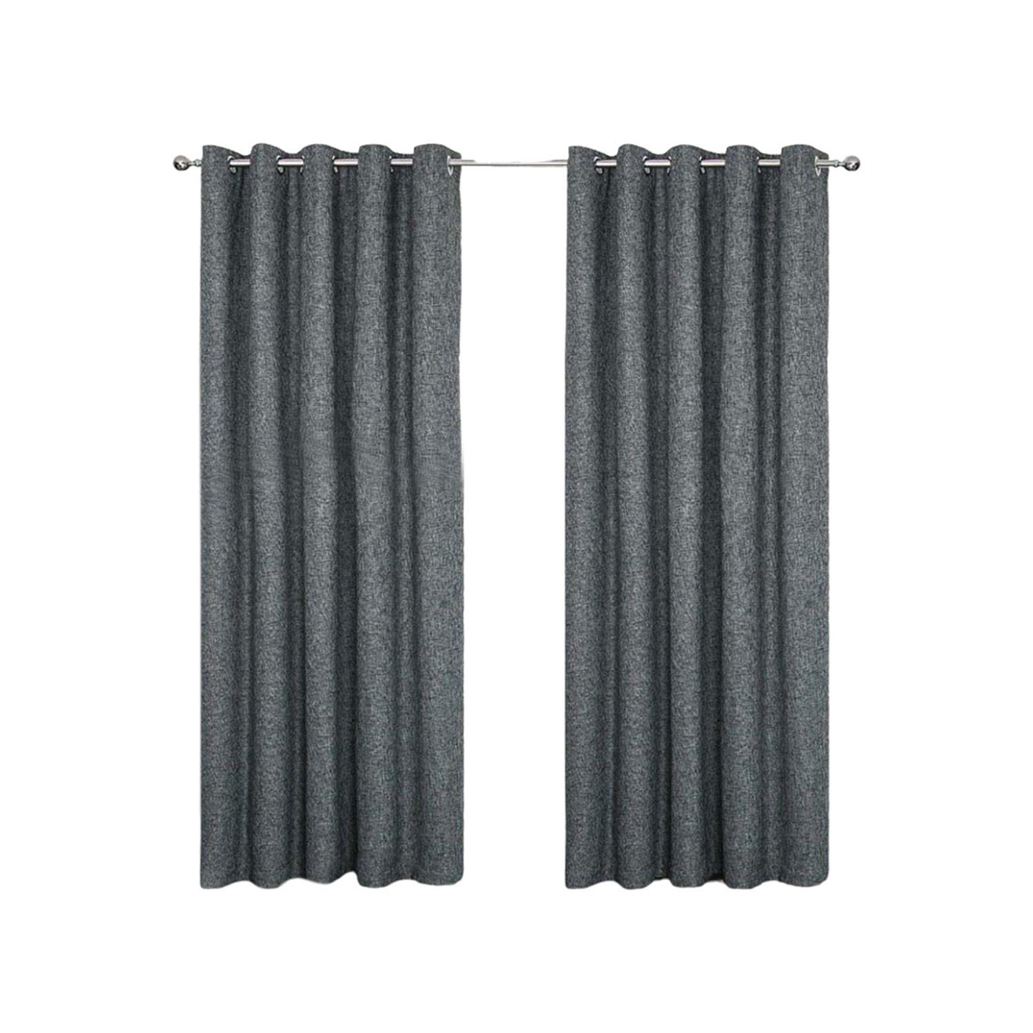 VERDUNKELUNGSVORHÄNGE Bouclé-Stil mit Thermo-Funktion, Ösen 117/137 cm - Dunkelgrau, Textil (117/137cm) - Homescapes
