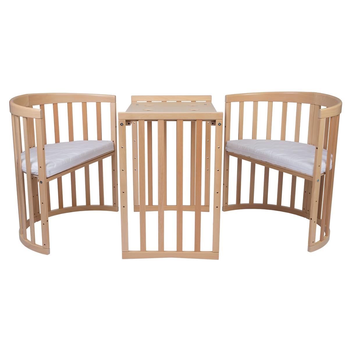 BABYBETT NATUR OVAL 7in1 mit Matratze - Naturfarben, Holz/Textil (73/125cm) - waldin