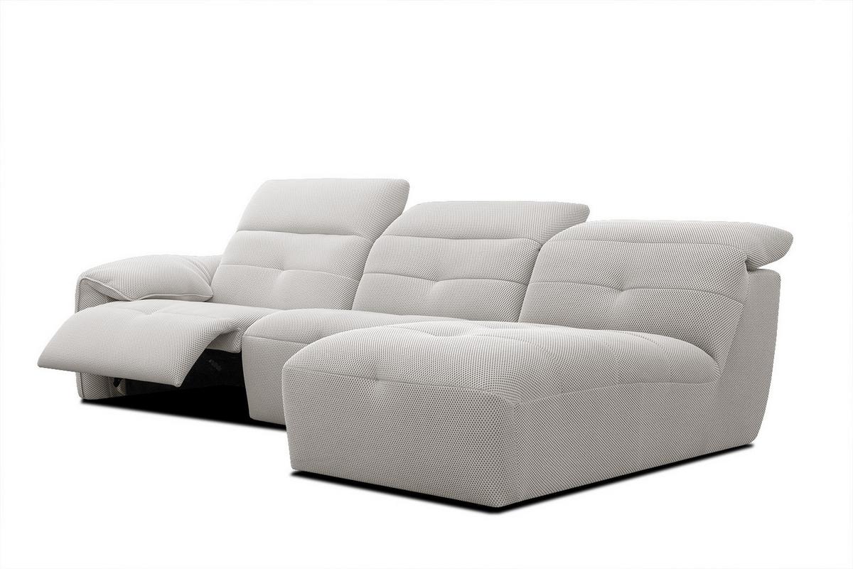 ECKSOFA TRENTO 4-Sitzer mit 1 Relaxfunktion, ecru - Ecru/Schwarz, Holzwerkstoff/Kunststoff (262/165cm) - Wozimo