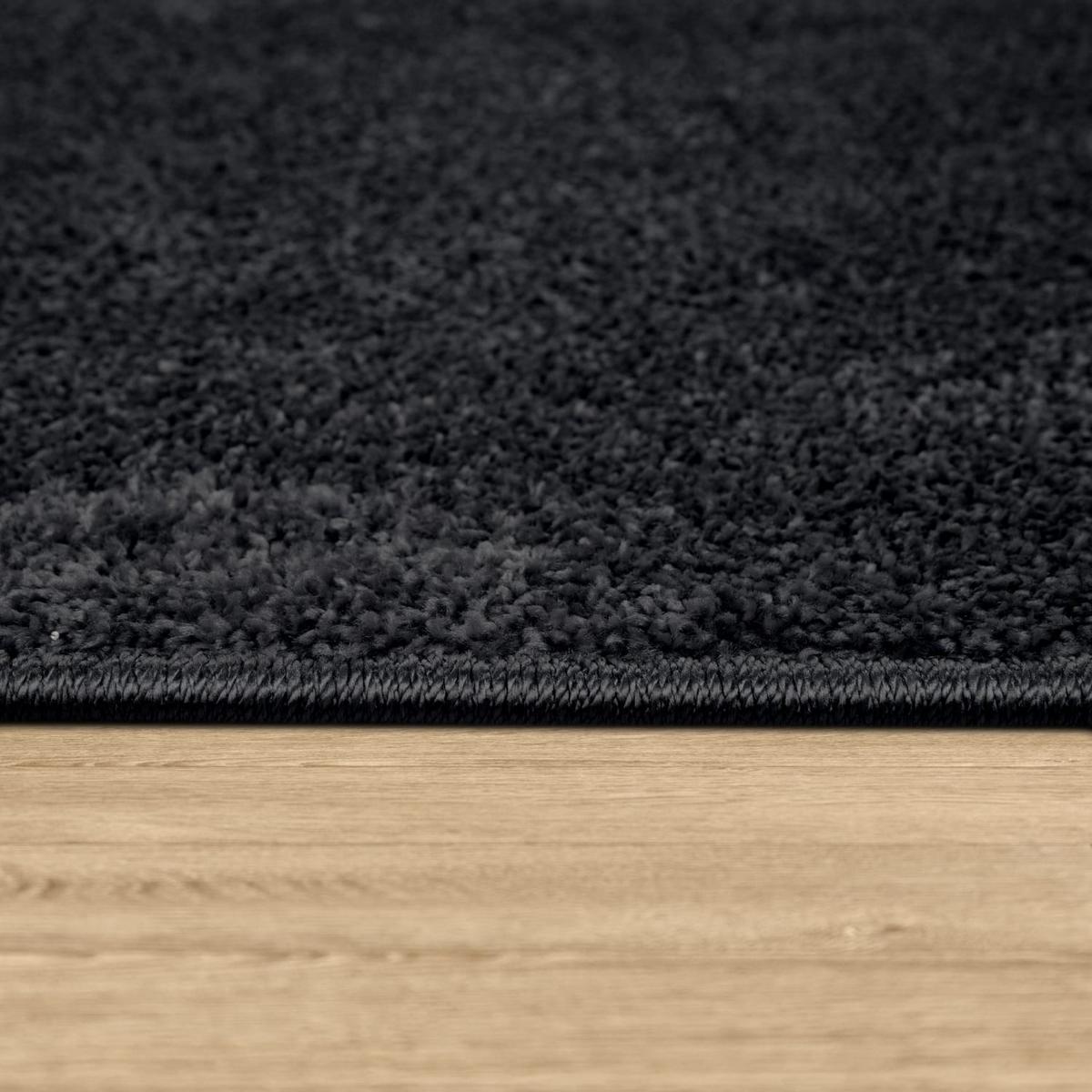 KURZFLORTEPPICH Waschbar, einfarbig, Schwarz, 160 x 220 cm - Schwarz, Textil (160/220cm) - KADIMA DESIGN