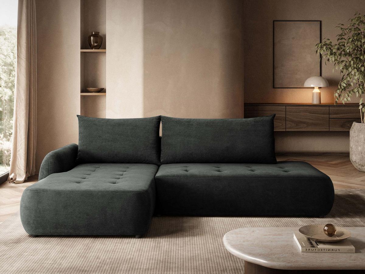 ECKSCHLAFSOFA Bueno I, Seite: Links - Dunkelgrau/Schwarz, Holz/Textil (300/185cm) - MIRJAN24