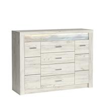 KOMMODE ZERI 108,5/103,5/42cm mit 4 Schubladen 1 Türen Eiche Bianco - Eiche Bianco, Holzwerkstoff (108.5/103.5/42cm) - MASSENO