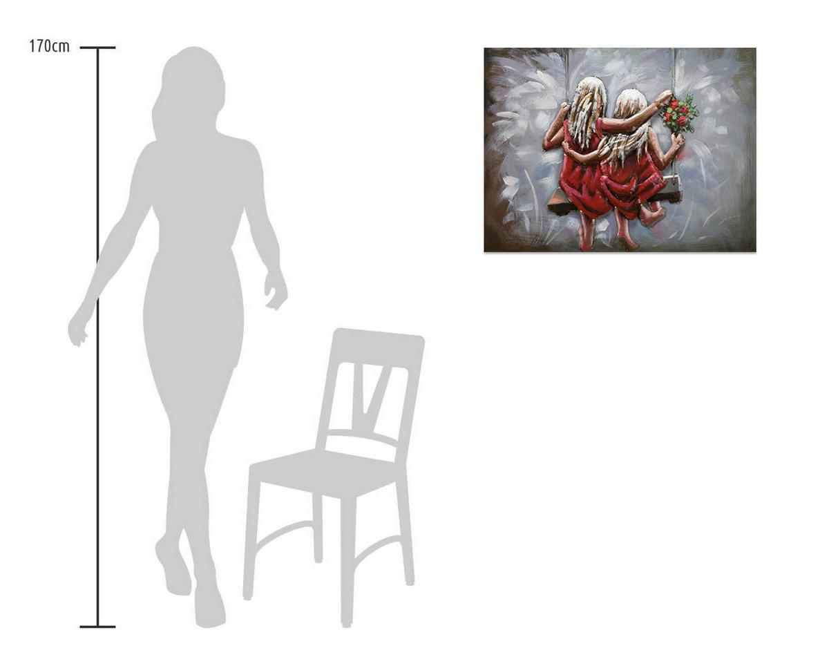 METALLBILD Rot 80/60 cm - Rot/Grau, Metall (5.2/60cm) - KUNSTLOFT