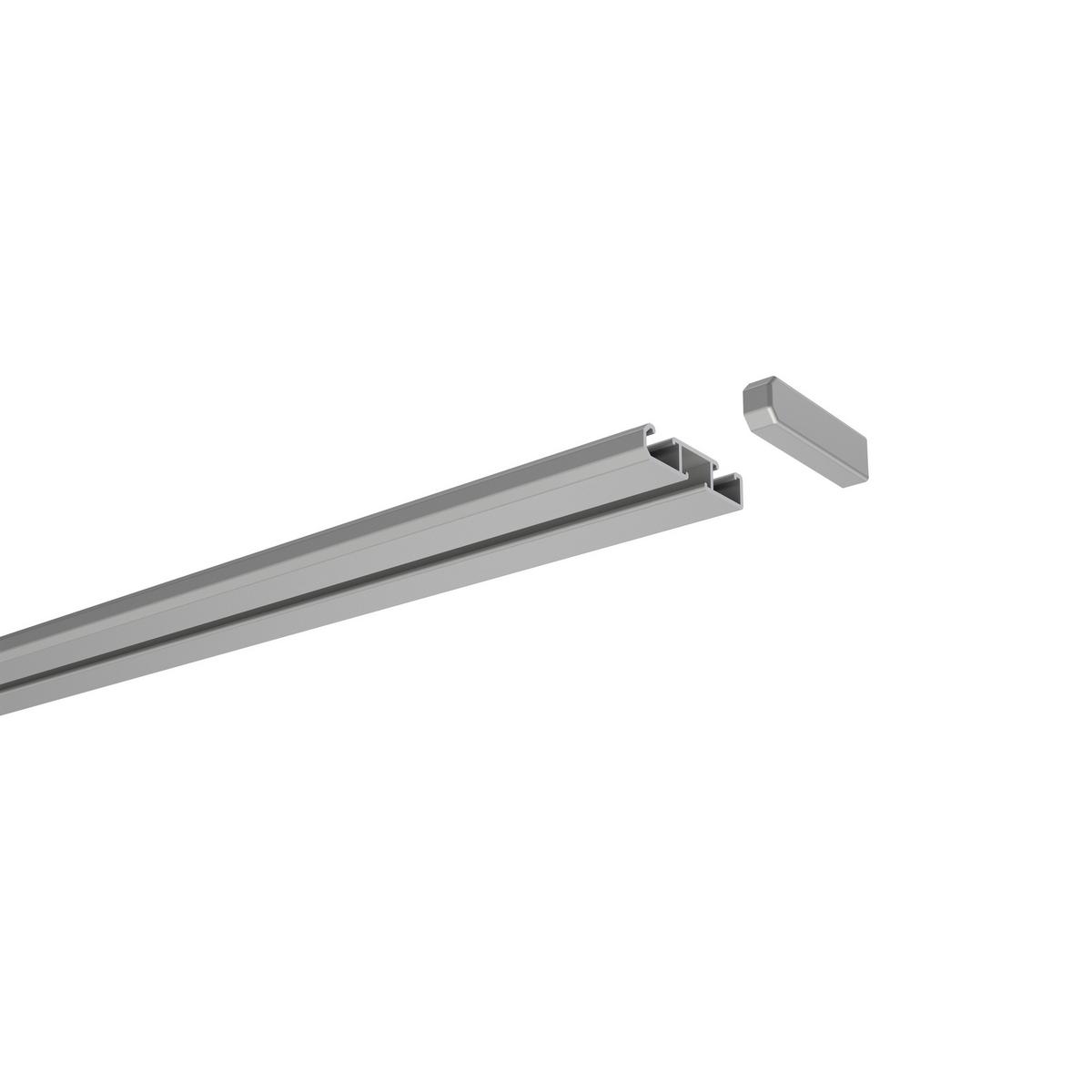 GARDINENSCHIENE Slimline 100 cm, 1-/2-läufig Silbergrau - Silberfarben/Alufarben, Metall (4/1.1/100cm) - INTERDECO