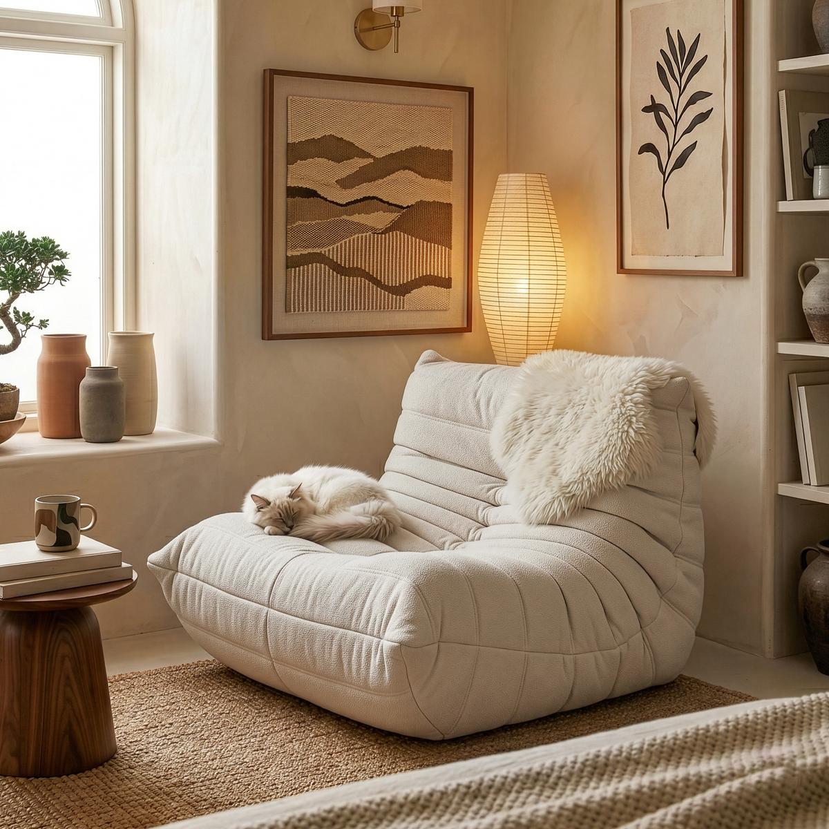 BODENSESSEL Kodsø - Beige, Textil (90/75/100cm) - [en.casa]